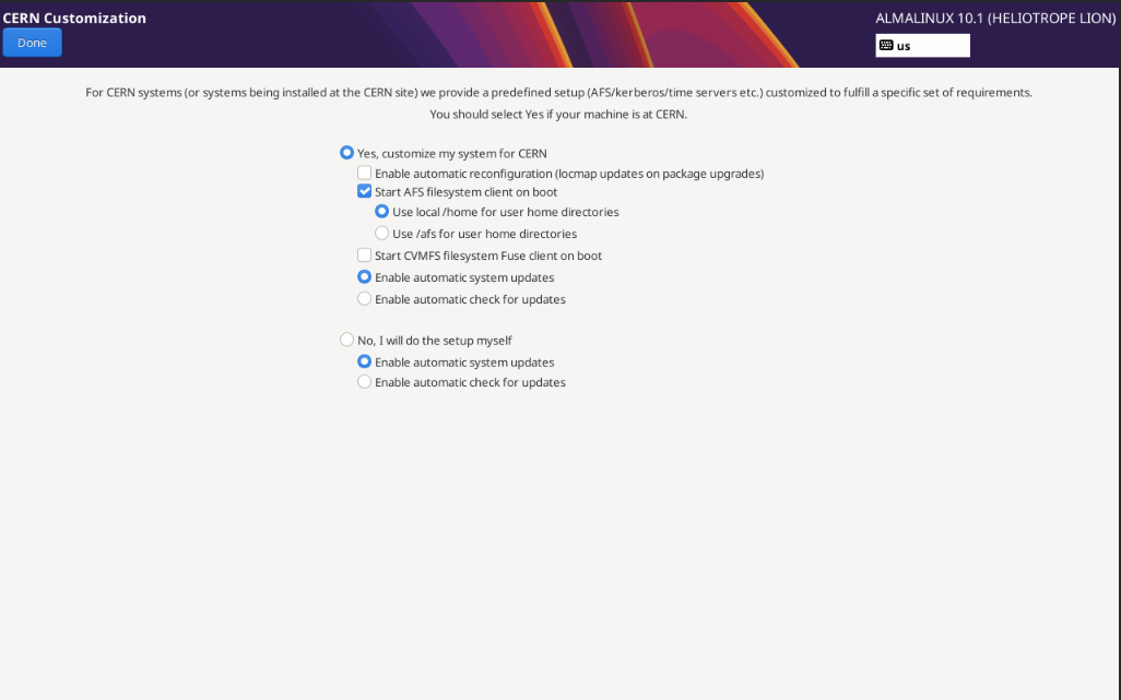 Initial setup options Initial setup options