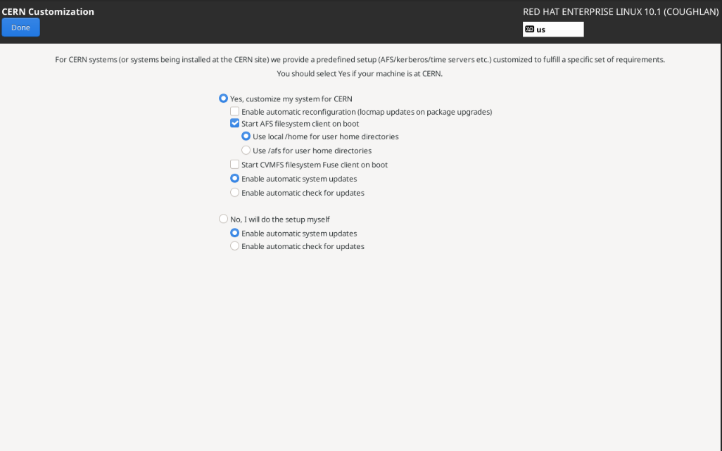 Initial setup options Initial setup options
