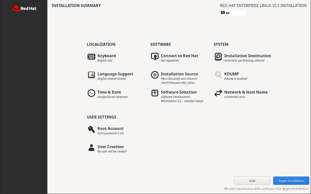 Begin Installation Begin Installation